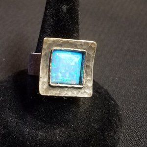 Vintage Blue Fire Opal Ring